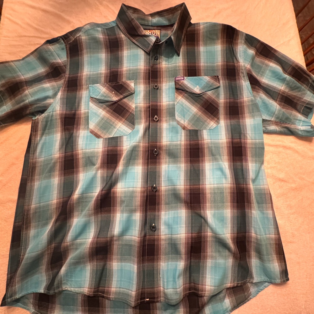 DIXXON Men's Plaid Shirt in Blue and Black